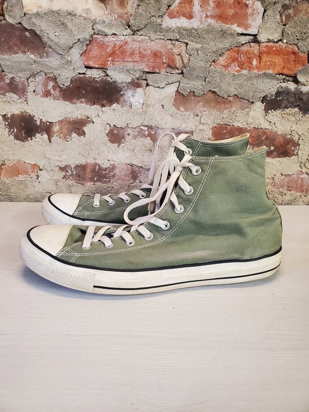 Converse Mens All Star High Top Sneakers Size 13 Green Canvas Athletic